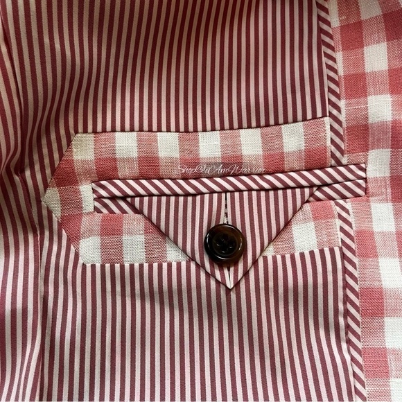 J.Crew cotton candy pink gingham one button linen blazer *shop@iamwarrior - Picture 14 of 16